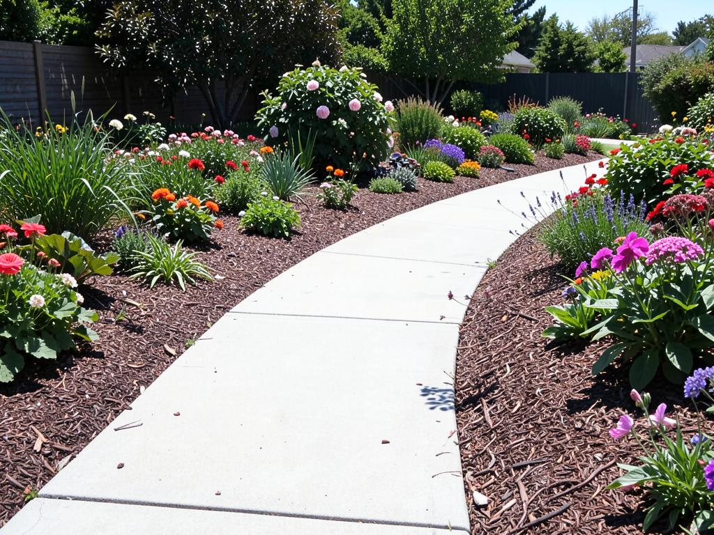 Landscape inspiration: a curved walkway through a planted flower bed